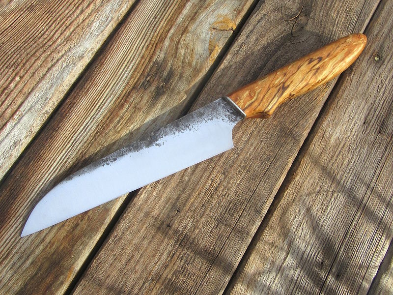 Handgeschmiedetes Messer / Küchenmesser – Federstahl / 1.8159